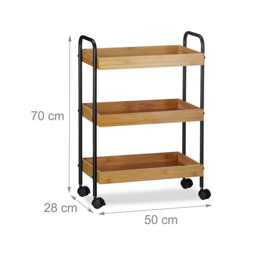 Northix Carrello di servizio in bambù a 3 livelli  