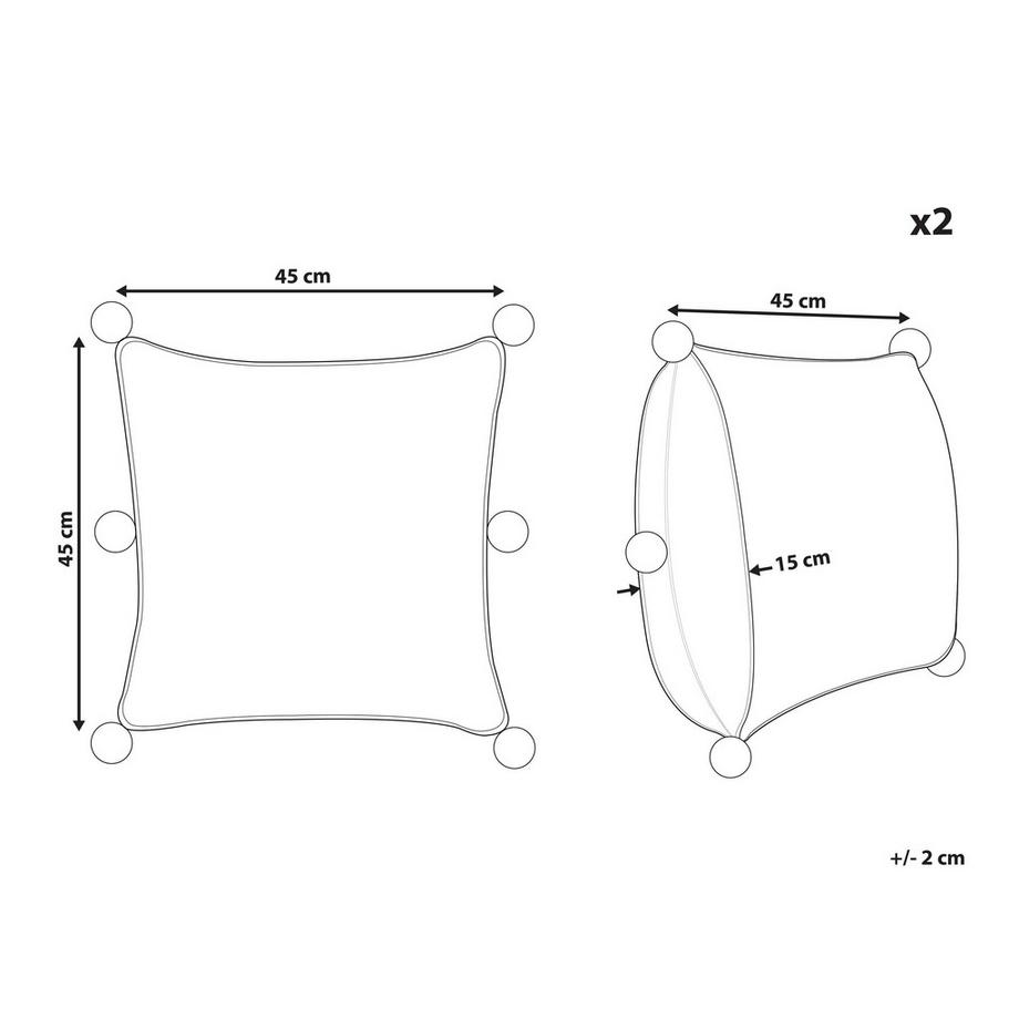 Beliani Dekokissen 2er Set aus Baumwolle Boho OCOTEA  