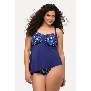 Ulla Popken  Tankini con top lungo, fiori e coppe morbide 