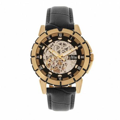 Reign  Montre Reign Philippe Squelette Automatique avec Bracelet en Cuir 