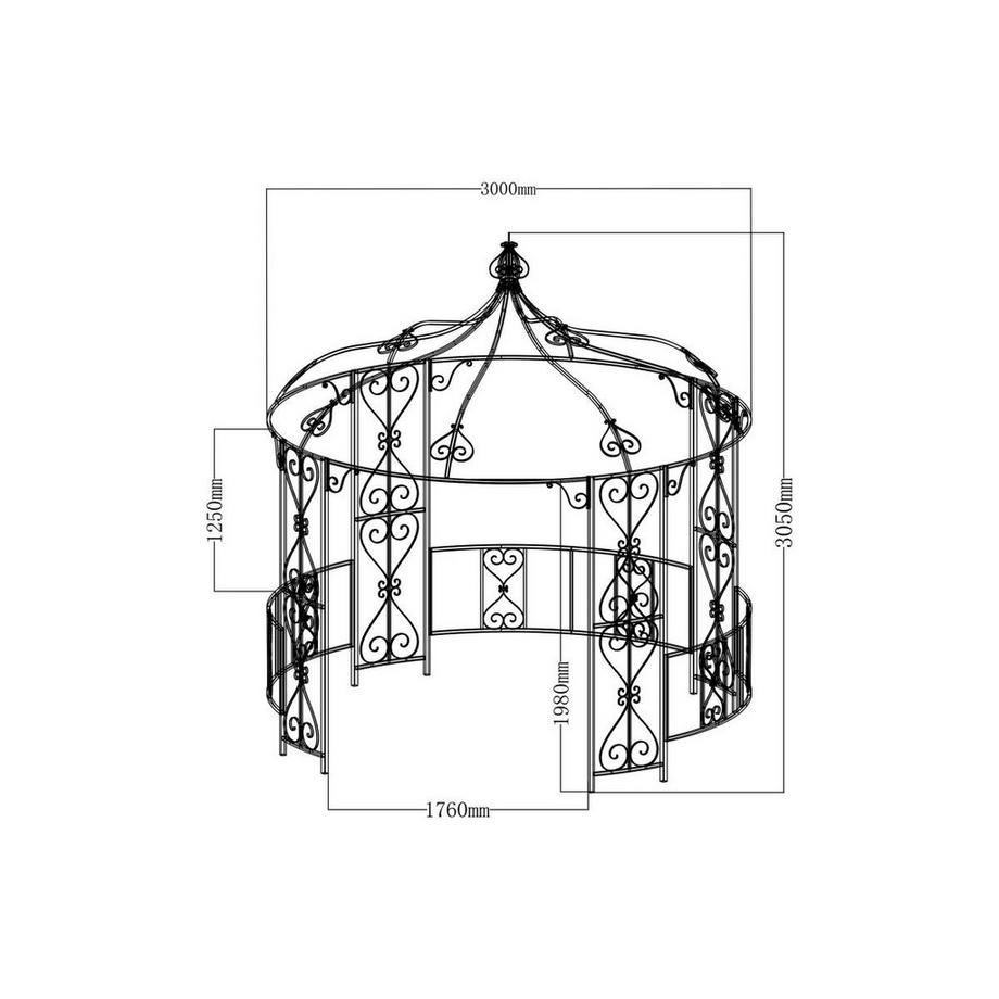 Vente-unique Gartenpavillon - Metall - 300 x 290 cm - Schwarz - TILCARA  
