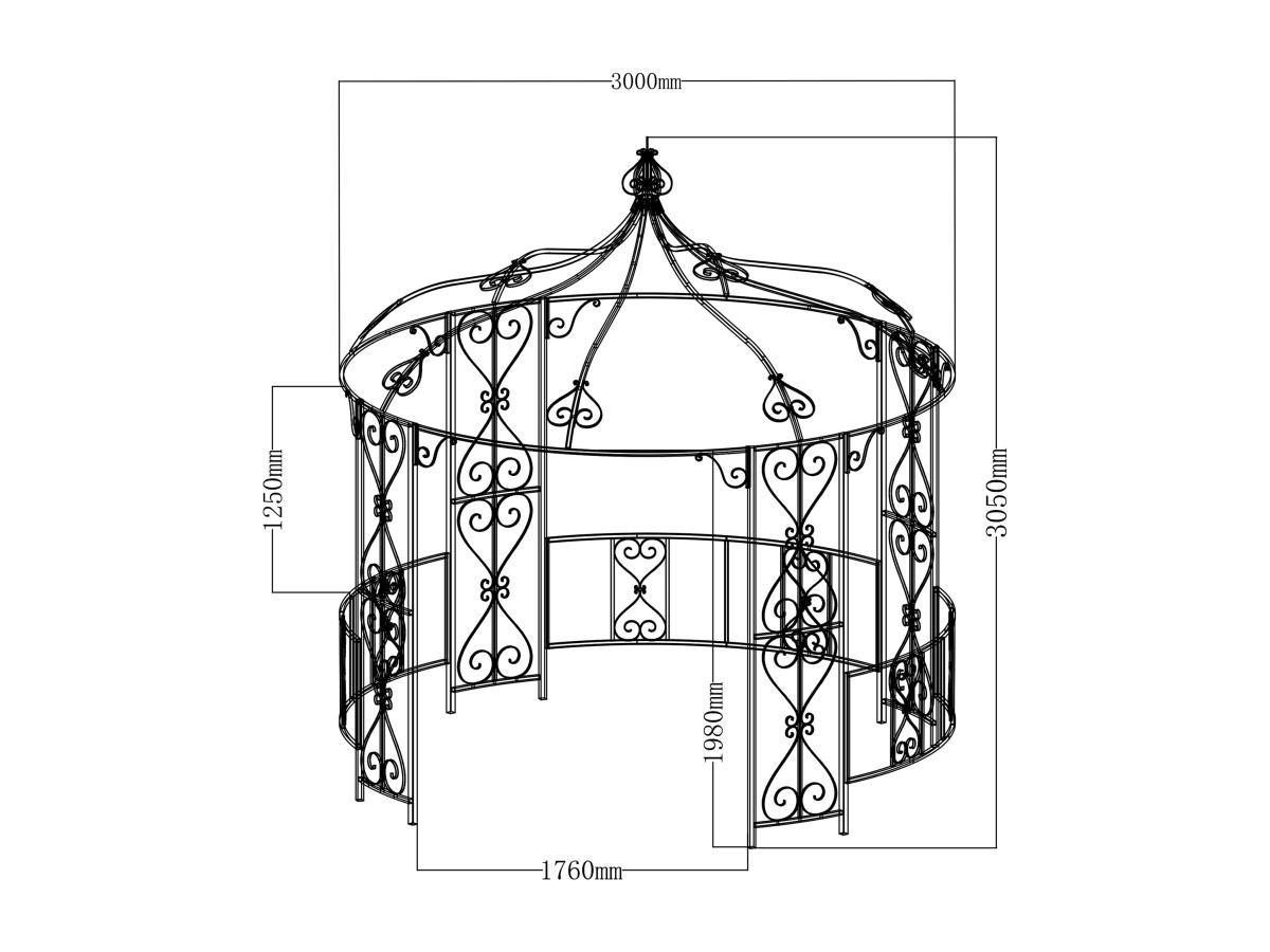 Vente-unique Gartenpavillon - Metall - 300 x 290 cm - Schwarz - TILCARA  