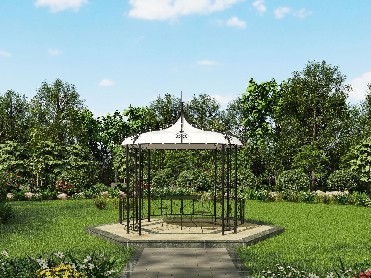 Vente-unique Gartenpavillon - Metall - 300 x 290 cm - Schwarz - TILCARA  