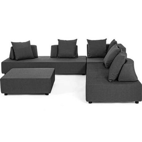 mutoni Combinaison coin salon de jardin avec coussin piper anthracite (4 pièces)  