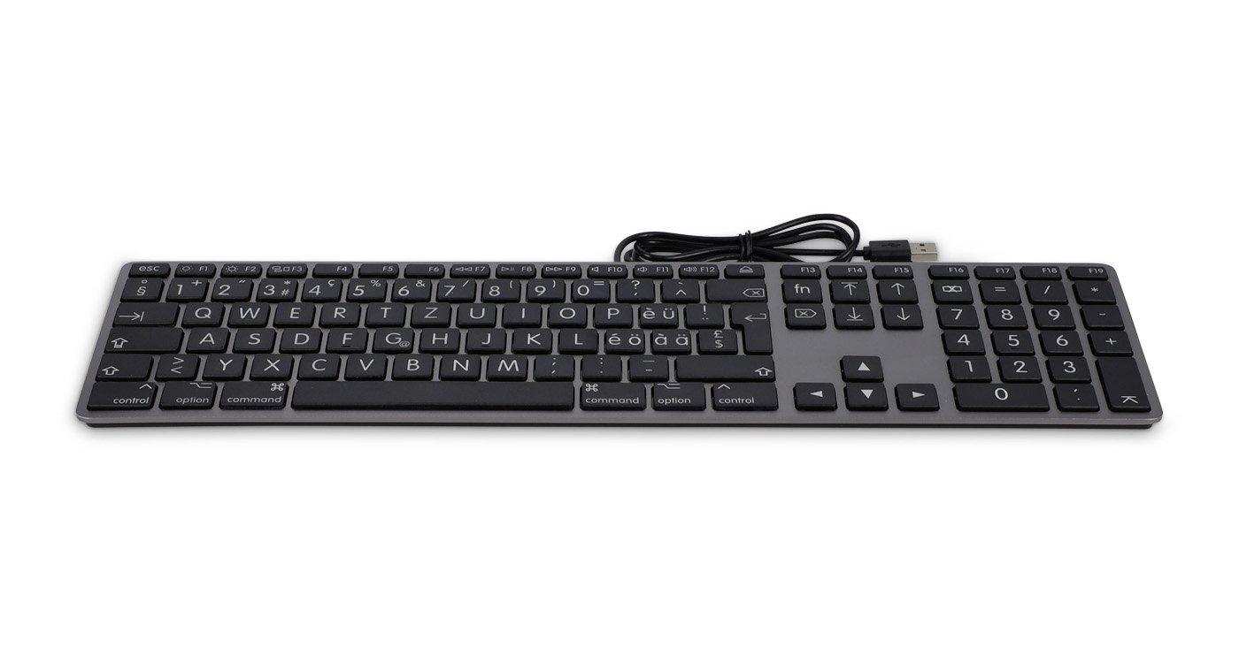 LMP  Large Font USB Keyboard 110 keys wired USB keyboard with 2x USB and aluminum upper cover Swiss s 