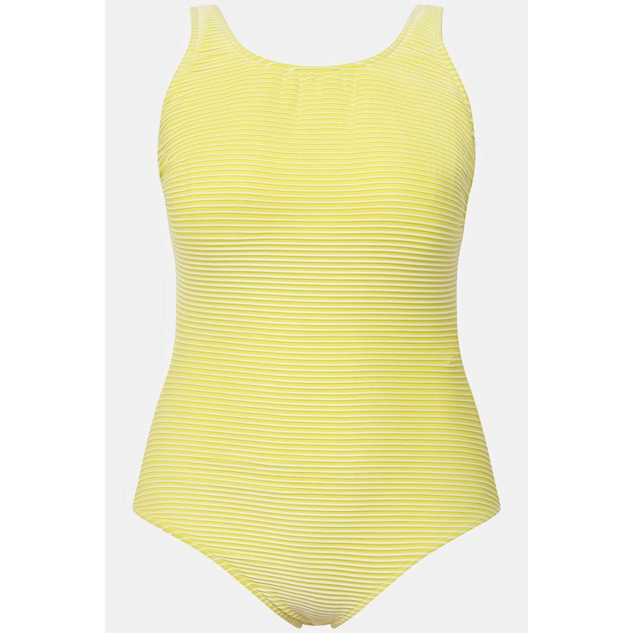 Ulla Popken Costume da bagno a righe strutturato coppe morbide scollo rotondo  