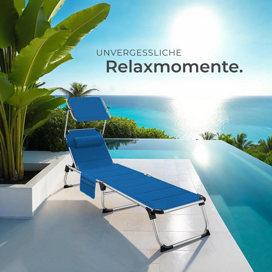 Tectake Aluminium Sonnenliege Lorella gepolstert, klappbar wetterfest und UV-beständig  