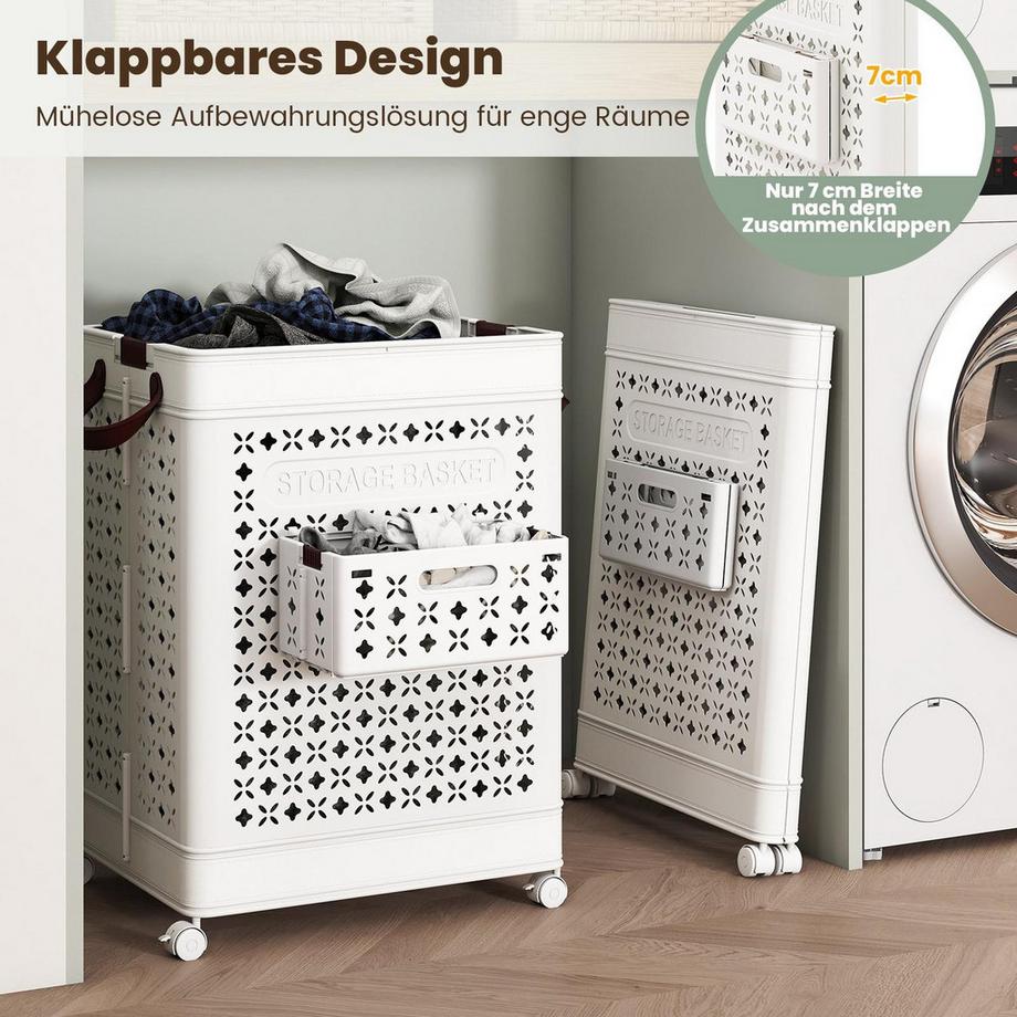 Northix Wäschekorb mit Rädern, 75L  