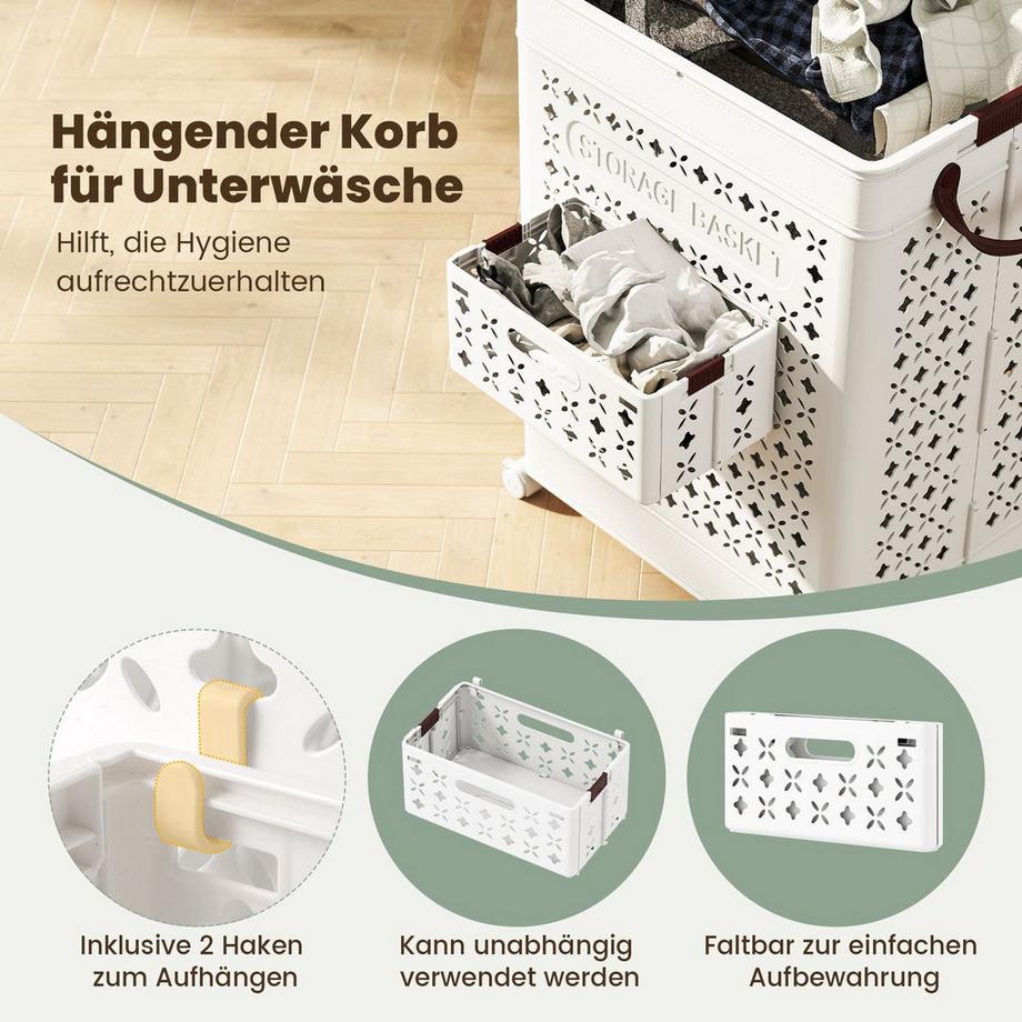 Northix Wäschekorb mit Rädern, 75L  