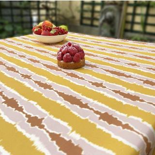 Fleur de Soleil Nappe coton enduit ronde ou ovale ikat  