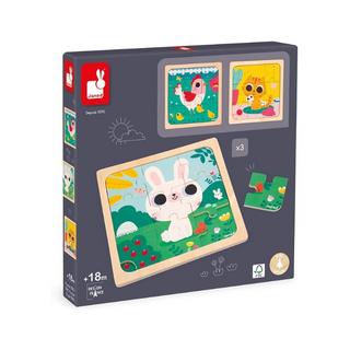 Janod  Puzzle Huhn, Katze und Hase (27Teile) 