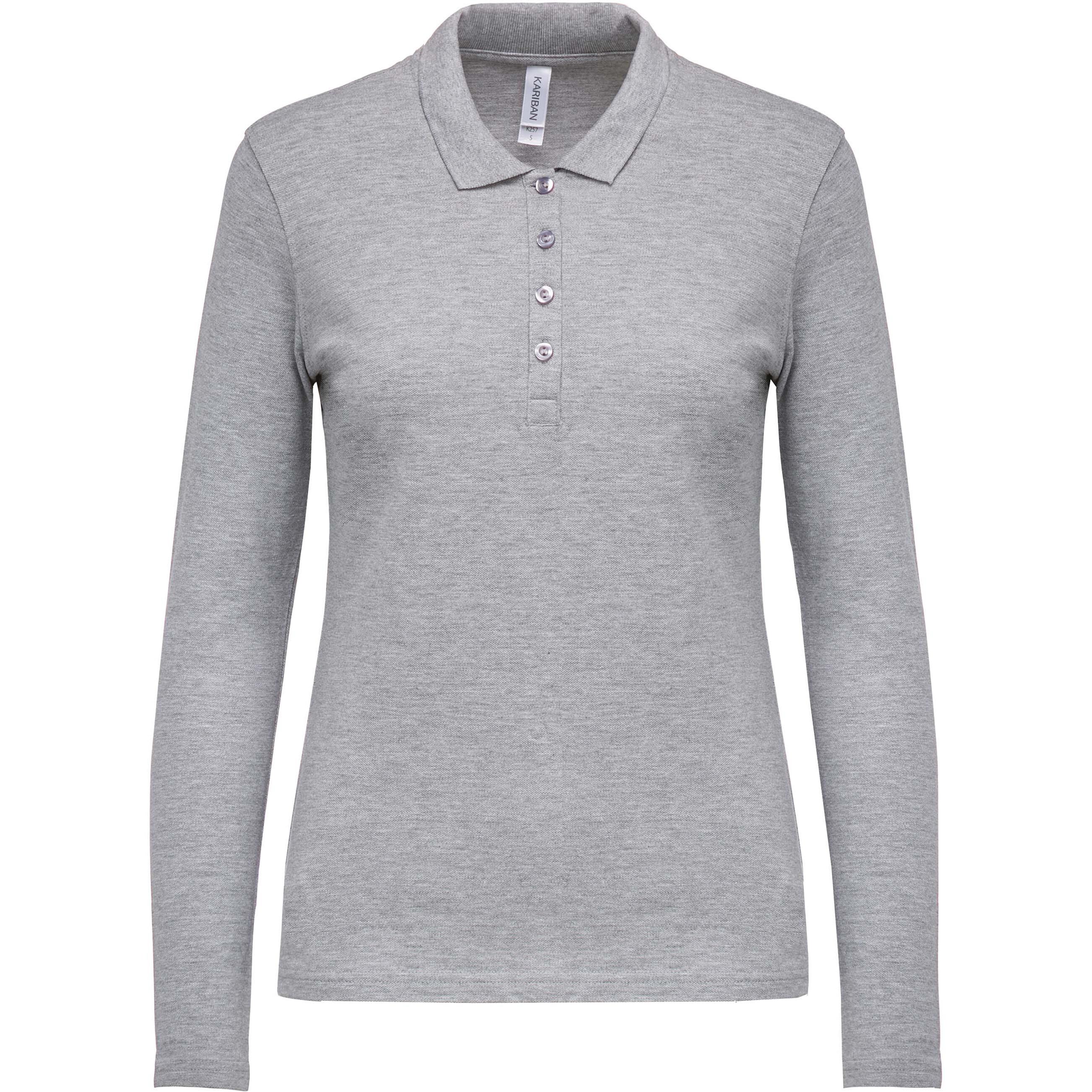 Kariban  damen poloshirt mit langen ärmeln piqué 