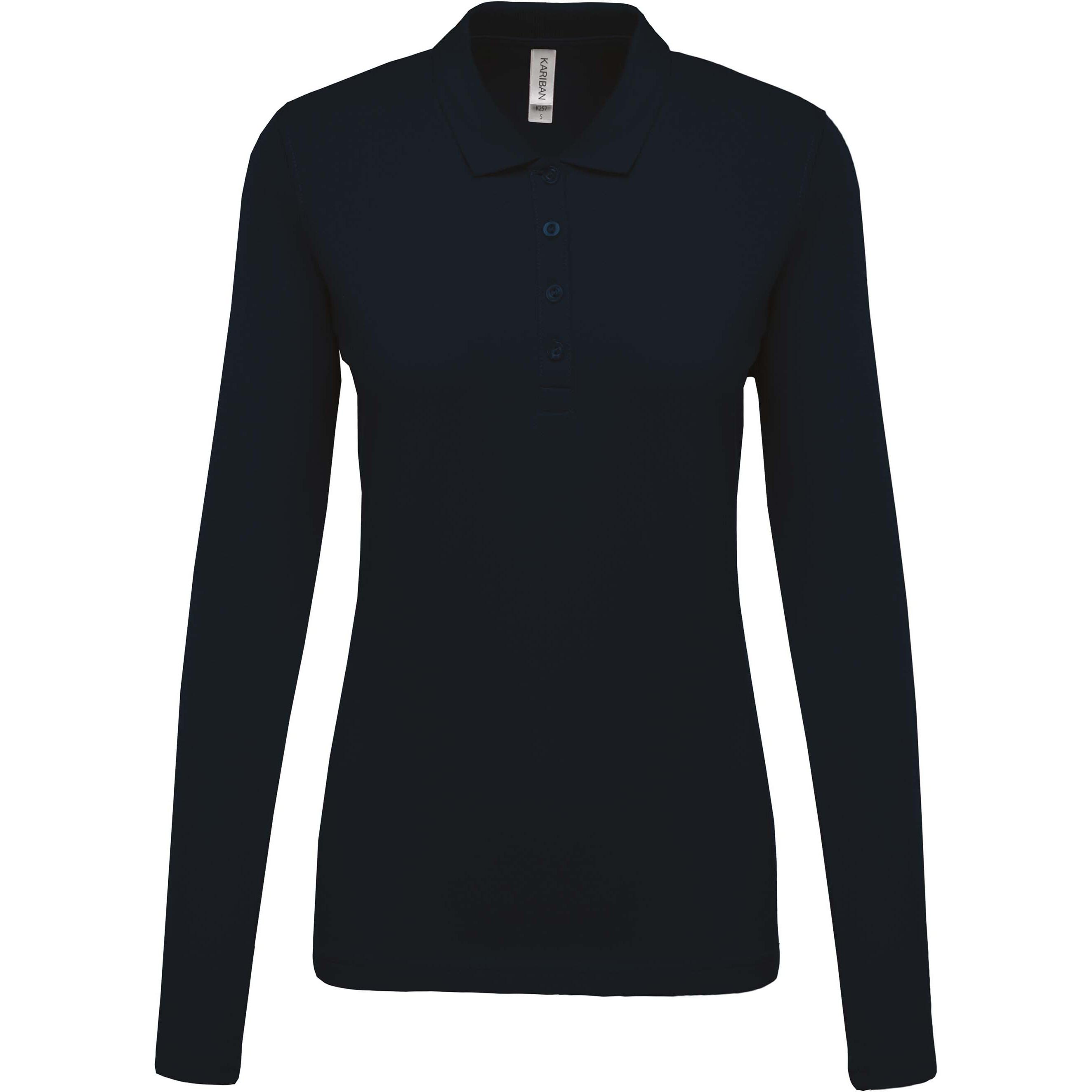 Kariban  damen poloshirt mit langen ärmeln piqué 