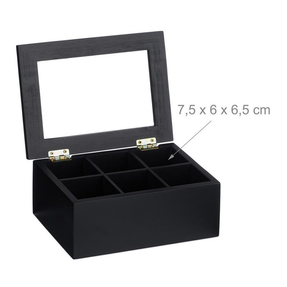 B2X Schwarze Teebox mit 6 Fächern  