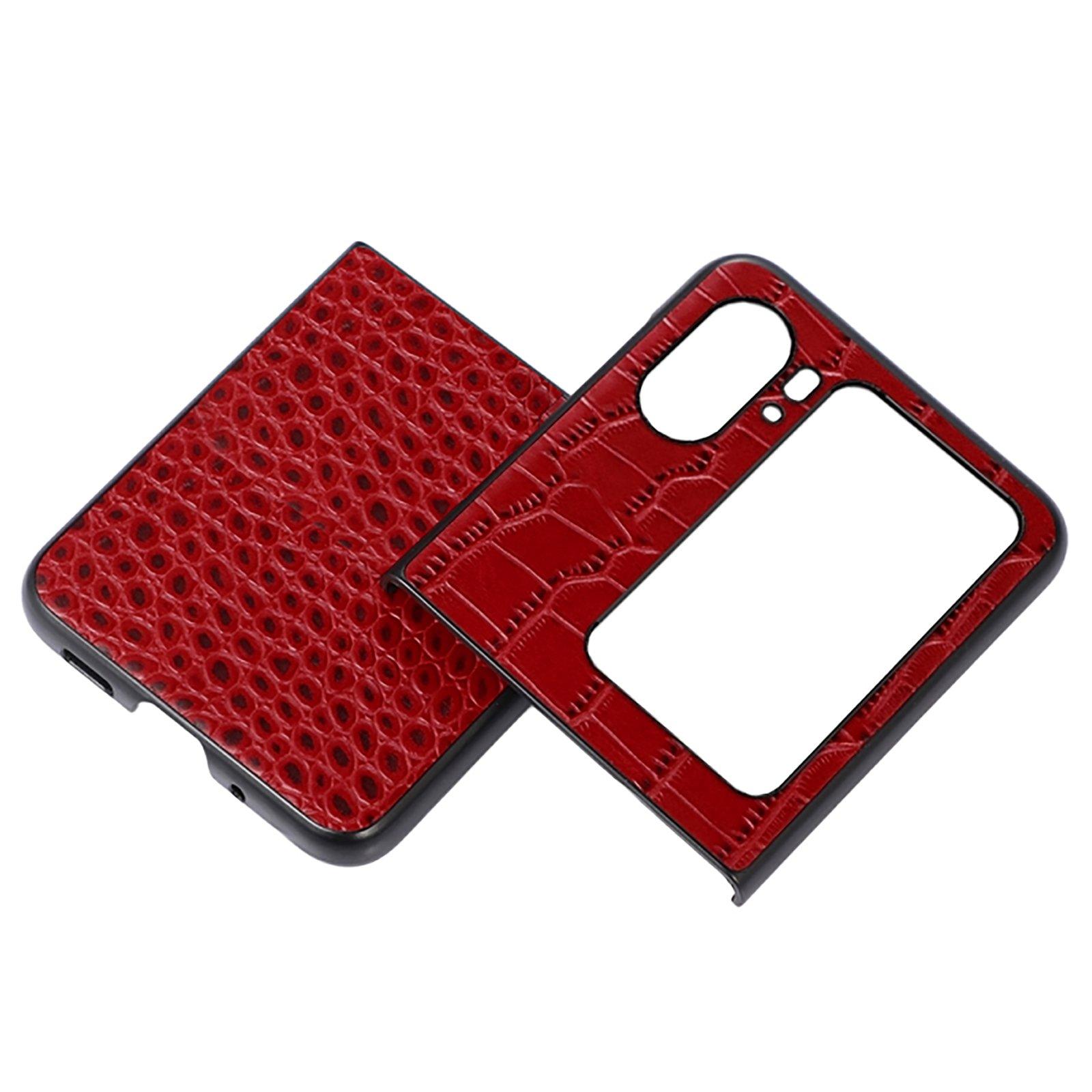 Avizar  Coque Cuir Oppo Find N2 Flip Croco Rouge 