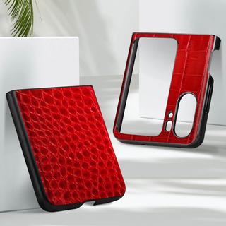 Avizar  Coque Cuir Oppo Find N2 Flip Croco Rouge 