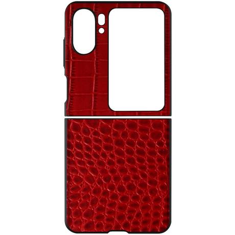 Avizar  Coque Cuir Oppo Find N2 Flip Croco Rouge 