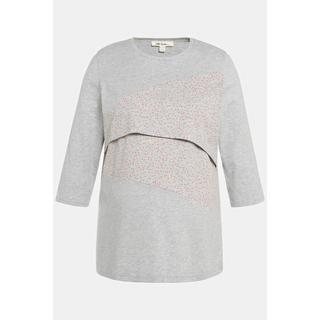 Ulla Popken  T-shirt Bellieva, fonction d'allaitement, silhouette en A, pois, manches 3/4 