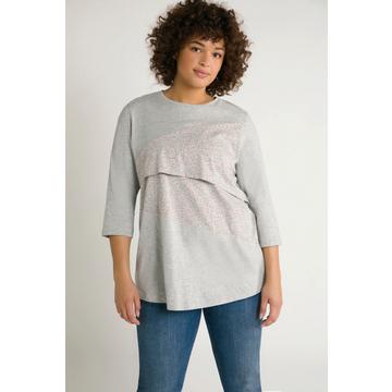 T-shirt Bellieva, fonction d'allaitement, silhouette en A, pois, manches 3/4