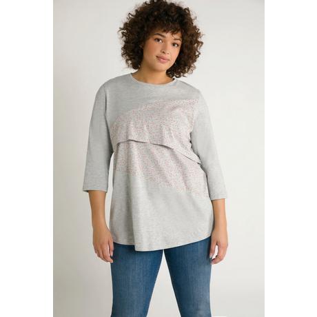 Ulla Popken  T-shirt Bellieva, fonction d'allaitement, silhouette en A, pois, manches 3/4 