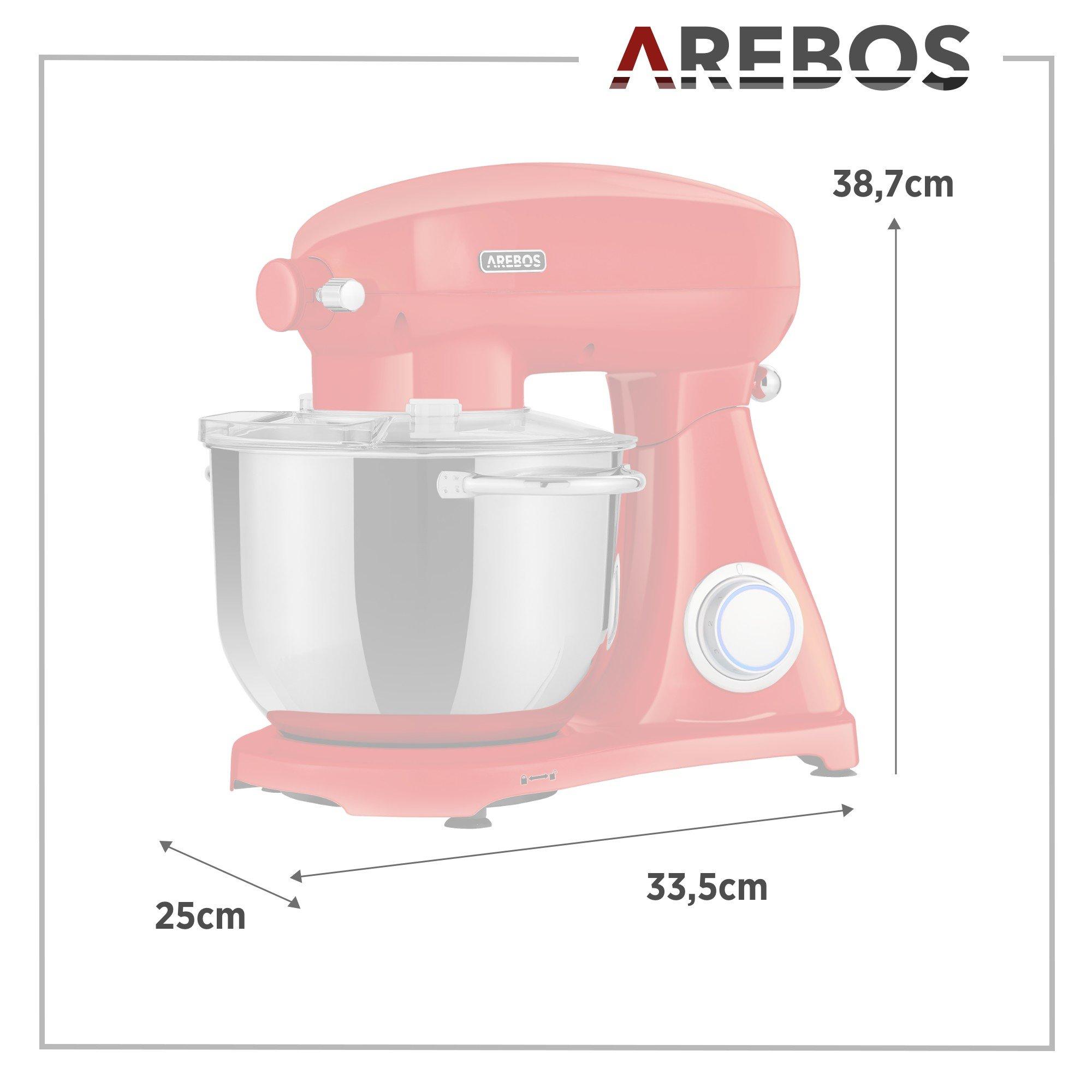 Arebos Robot de Cuisine 1800W 6L Acier inoxydable-Bol mélangeur 6 étapes  