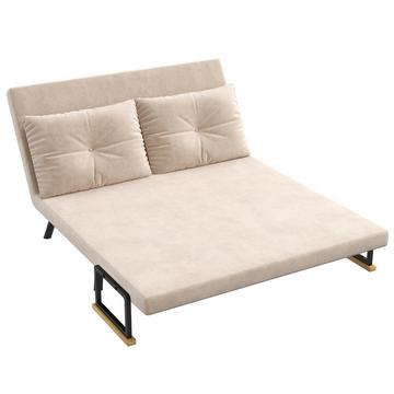 Schlafsofa, Relaxsessel Mit Bettfunktion, Klappsofa Mit Samtoptik, Rückenkissen, Polstersofa Mit Verstellbarer Rückenlehne, Beige, 102 X 73 X 81 Cm