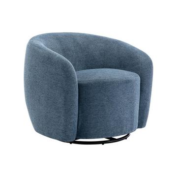 Fauteuil pivotant en tissu texturé bleu VEREIDE