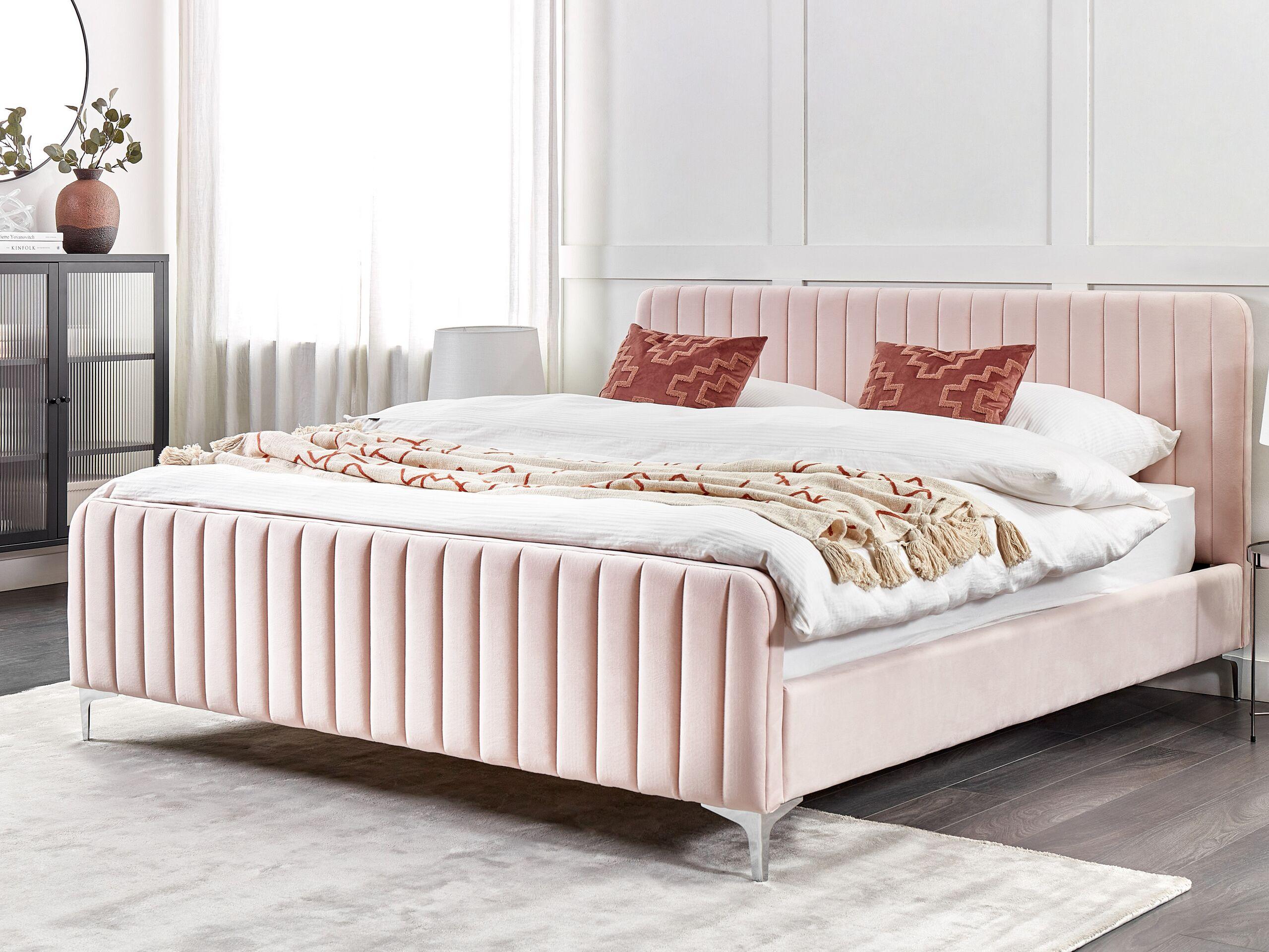 Beliani Bett mit Lattenrost aus Samtstoff Modern LUNAN  