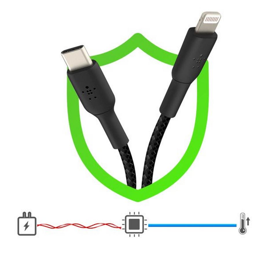 belkin  Cavo Lightning Nylon 1 Metro Belkin Nero 