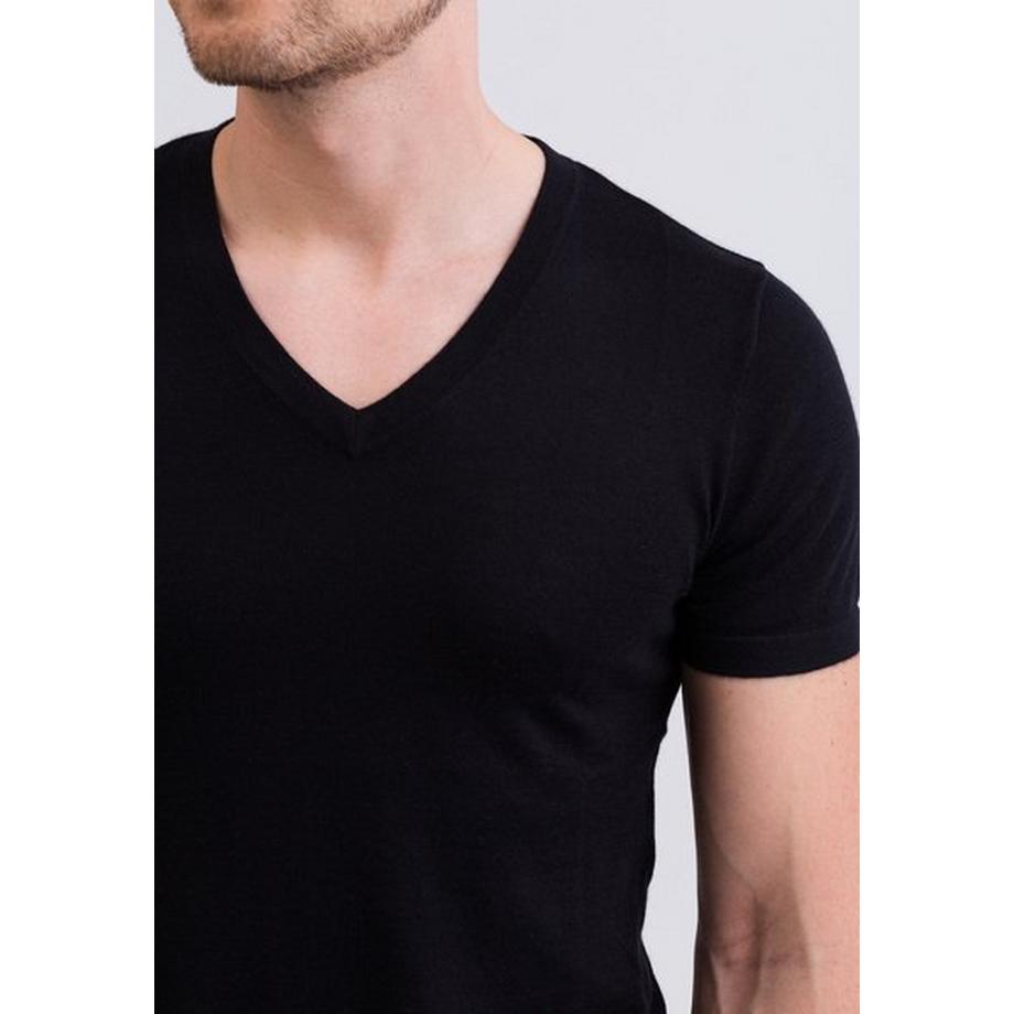 CASH-MERE.CH T-Shirt Col V Manches Courtes  