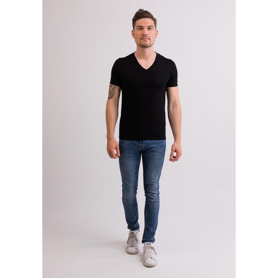 CASH-MERE.CH T-Shirt Col V Manches Courtes  