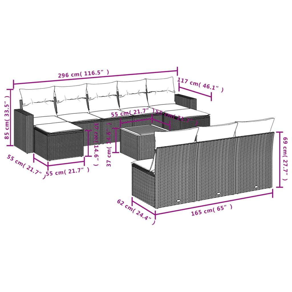 VidaXL Ensemble de canapés de jardin rotin synthétique  