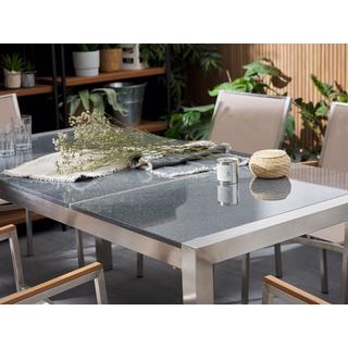 Beliani Ensemble de salle à manger de jardin pour 6 personnes en Granit Industriel GROSSETO  