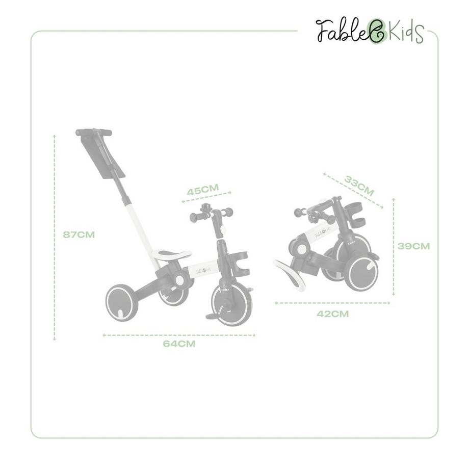 FableKids  Triciclo 7in1 per Bambini per L'apprendimento della Bicicletta 