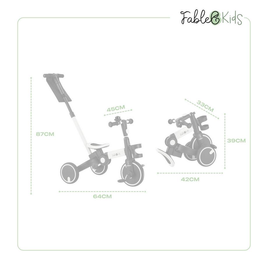 FableKids  Triciclo 7in1 per Bambini per L'apprendimento della Bicicletta 
