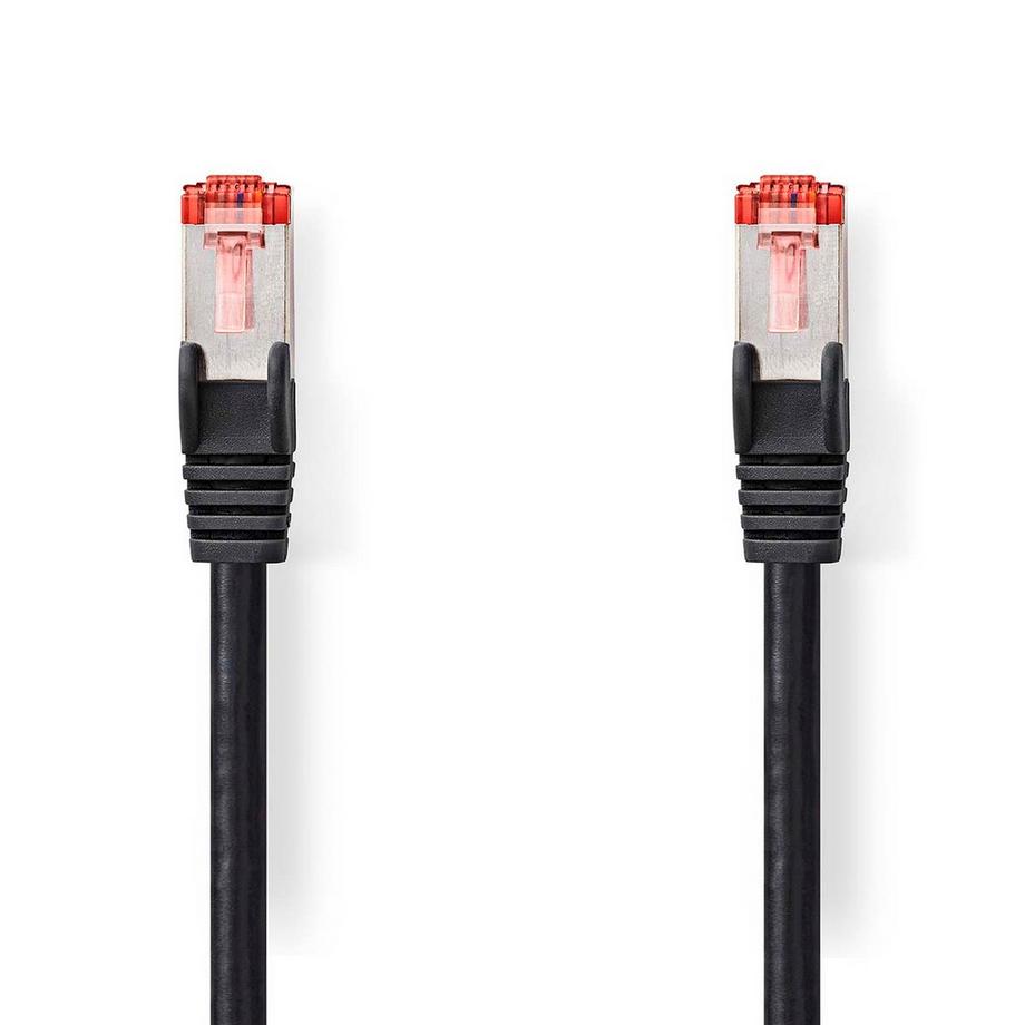 CAT6-Netzwerkkabel | RJ45-Stecker | RJ45-Stecker | S/FTP | 10,0 m | Rund | LSZH | Schwarz | Etikett