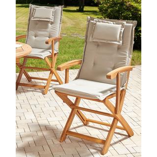 Beliani Lot de 2 chaises de jardin avec coussins en Acacia Traditionnel MAUI  