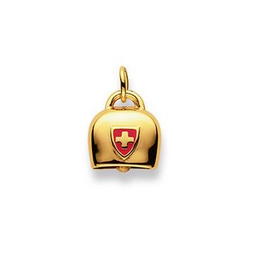 Pendentif clochette de vache en or jaune 750, 16x11mm