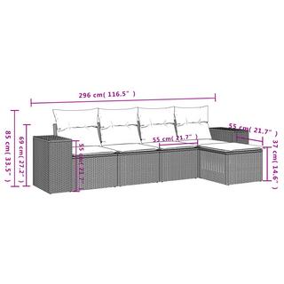 VidaXL Ensemble de canapés de jardin rotin synthétique  