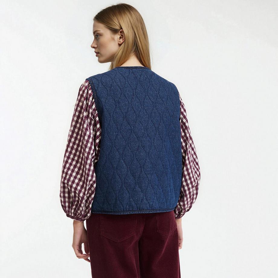 La Redoute Collections Gilet reversibile in denim trapuntato  