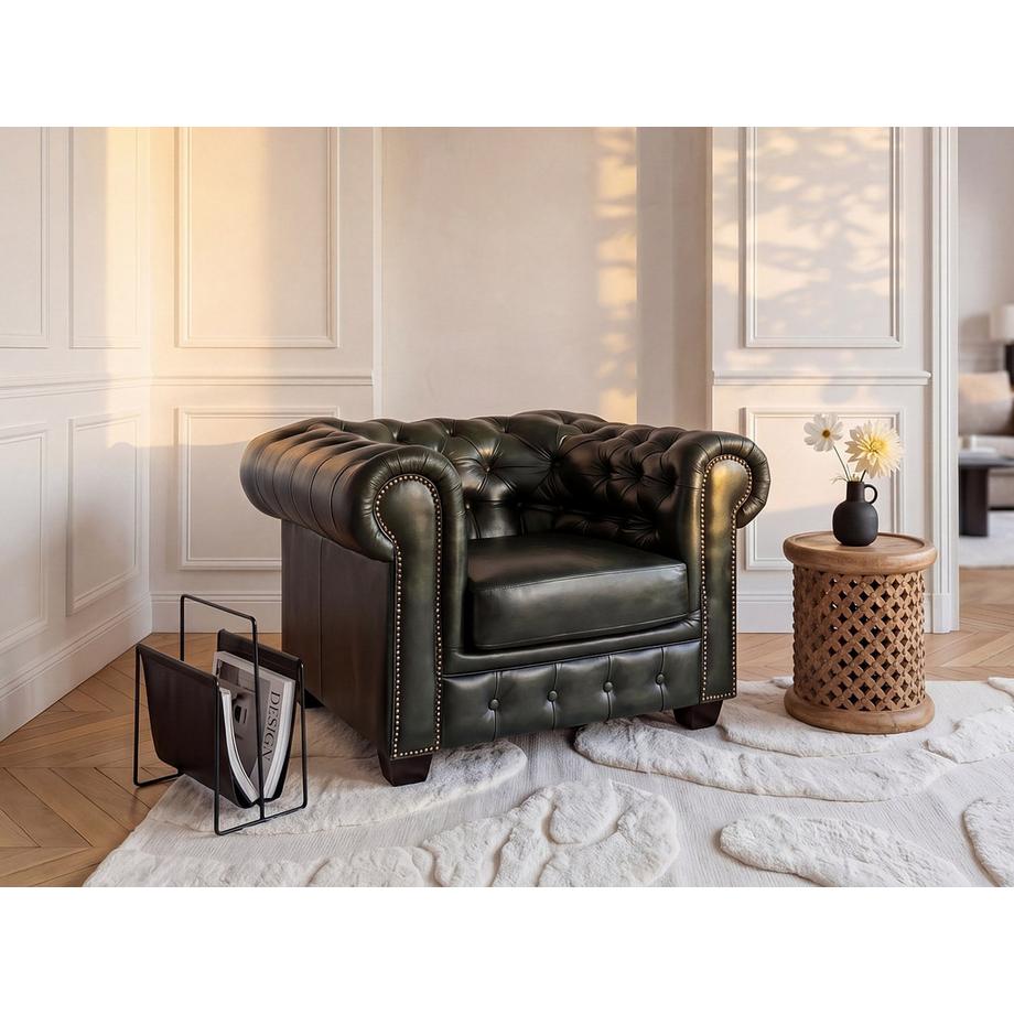 LINEA SOFA Chesterfield Ledersessel Büffelleder BRENTON  