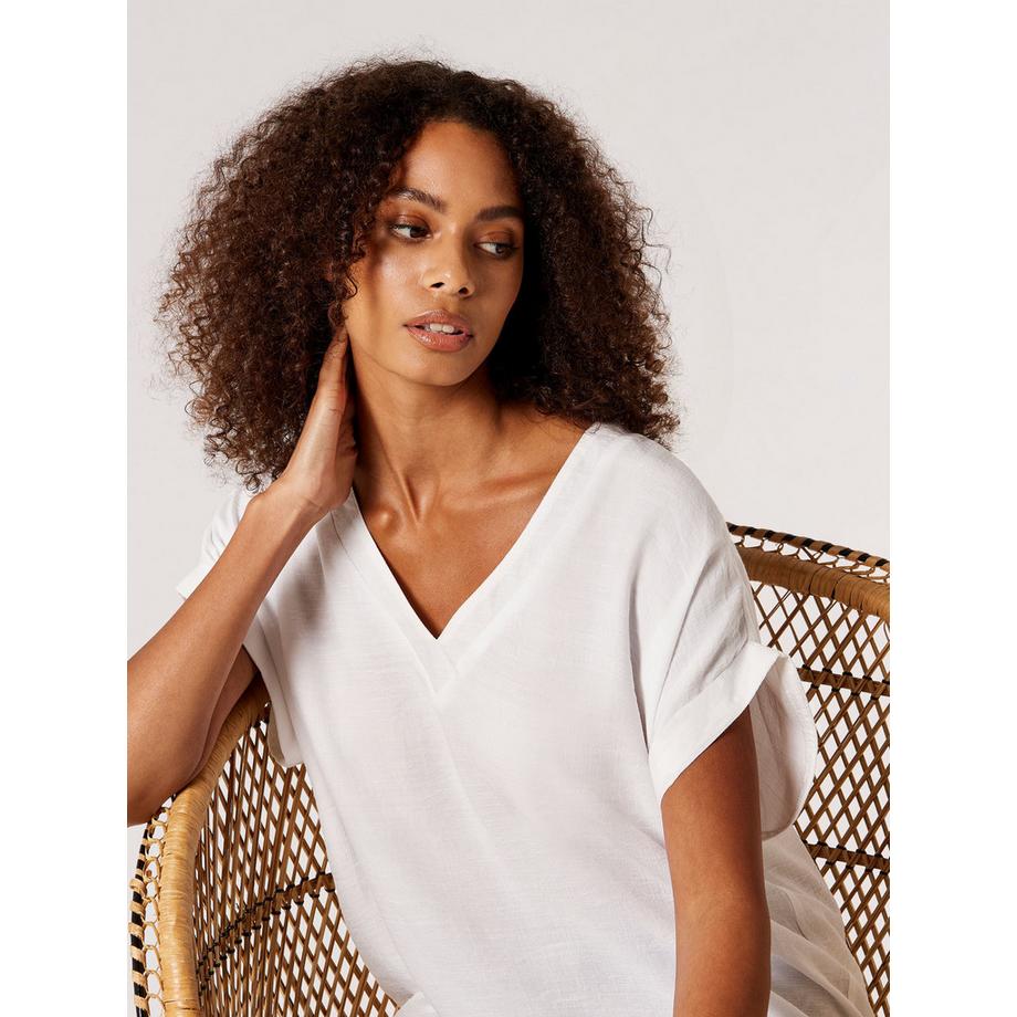 APRICOT Slub V-Ausschnitt Top  