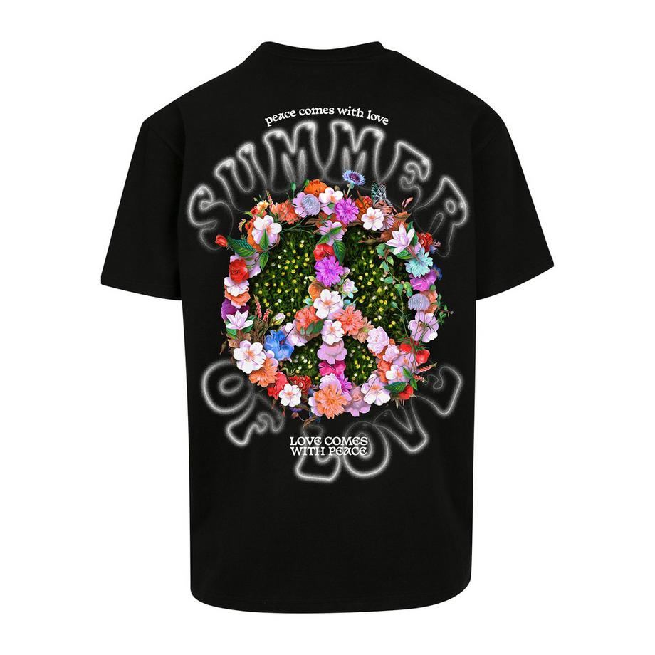 URBAN CLASSICS Oversized T-Shirt mit floralem Peace-Zeichen-Print  