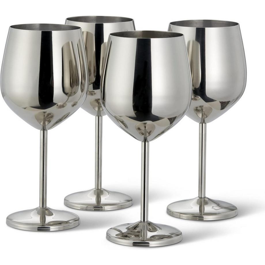 Oak & steel  Edelstahl Weingläser Silber 4er-Set 