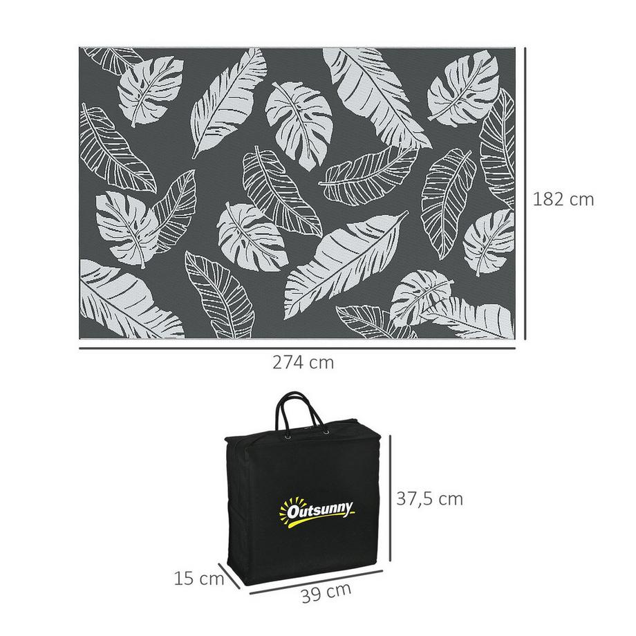 Northio Tapis D'Extérieur En Plastique Résistant Aux Intempéries, Design Double Face Pour Balcon Et Terrasse, Gris + Blanc, 182 X 274 Cm  