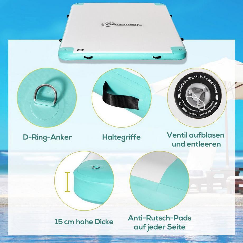 Northio  Aufblasbare Badeinsel Bis 500 Kg Belastbarkeit Schwimminsel Für Pool See Liegeinsel Kunststoff 304 X 204 X 15 Cm 