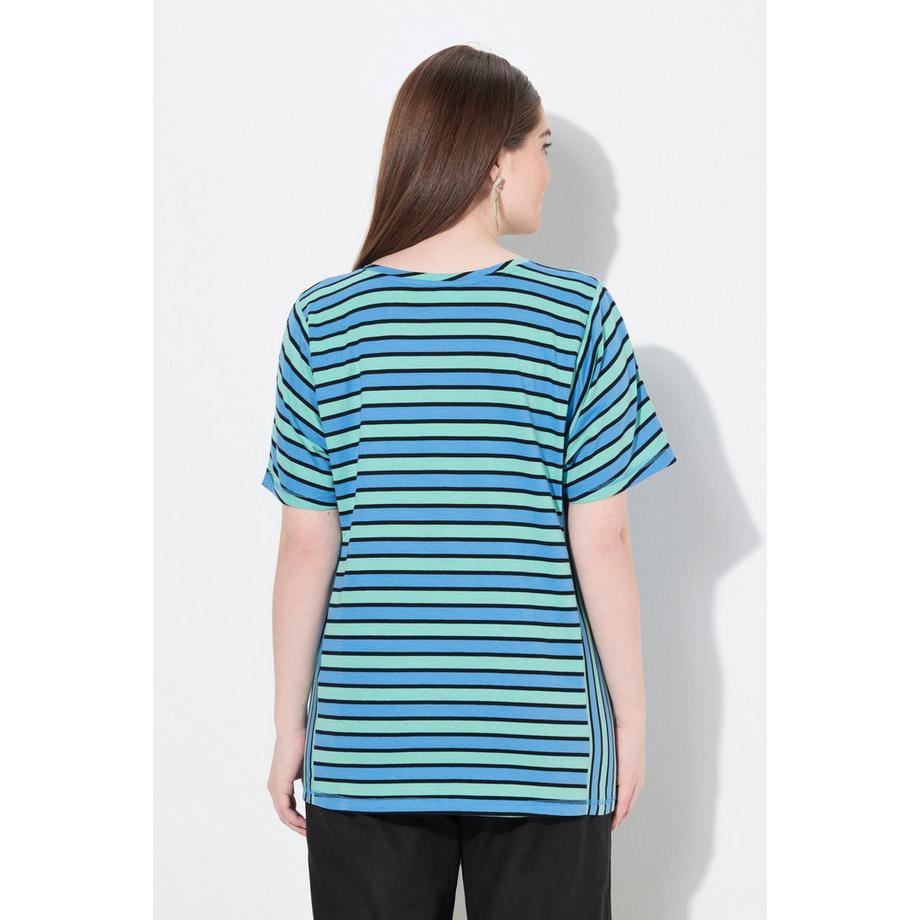 Ulla Popken T-shirt Girocollo Mezza Manica Righe Cotone Biologico  