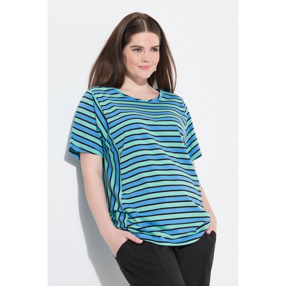 Ulla Popken T-shirt Girocollo Mezza Manica Righe Cotone Biologico  