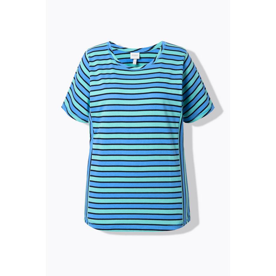 Ulla Popken T-shirt Girocollo Mezza Manica Righe Cotone Biologico  