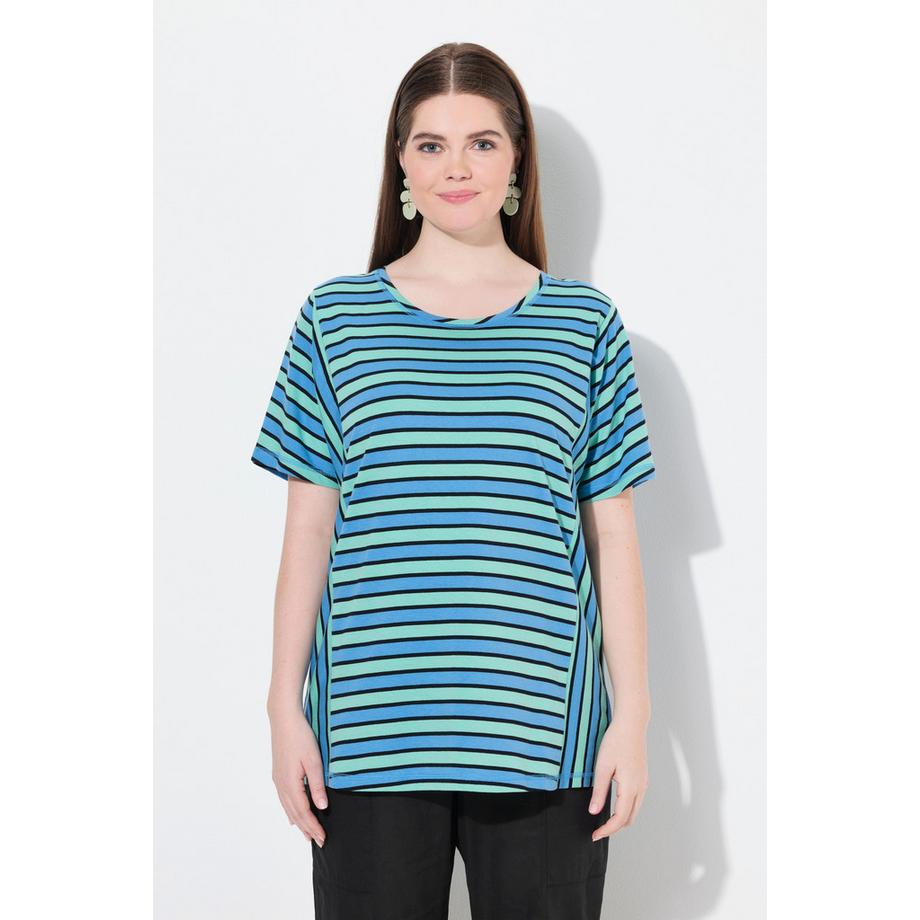 Ulla Popken T-shirt Girocollo Mezza Manica Righe Cotone Biologico  